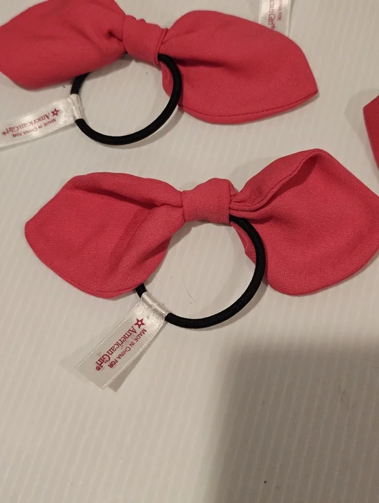 American Girl Store Exclusive Cafe Doll Pink Hair Bow Ponytail Holders Tie Set - Picture 6 of 9